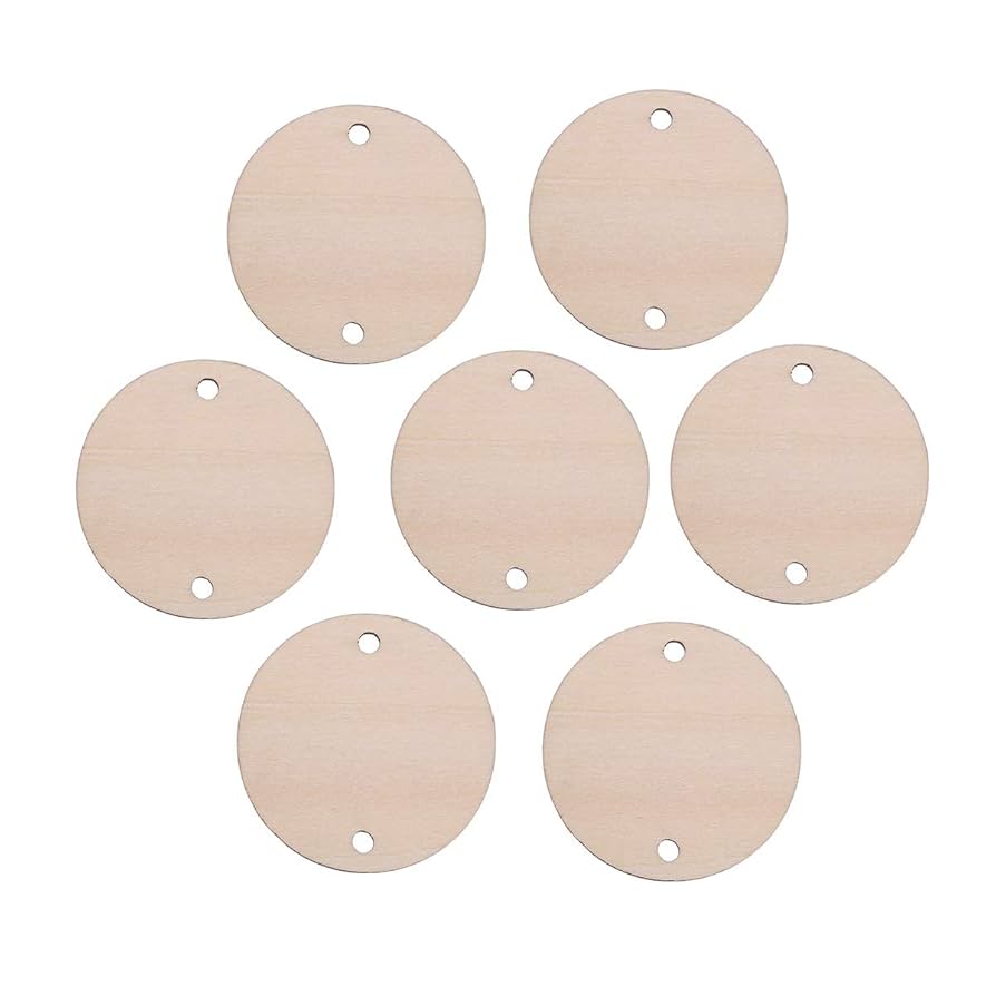 Amazon.com: Wooden Discs with Holes Unfinished Wood Tag Coin